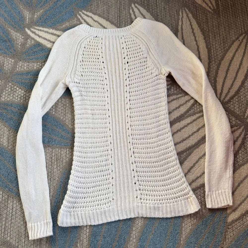 Lilly Pulitzer Penelope Pullover Cream Knit Crew Neck Cotton Sweater Size Medium